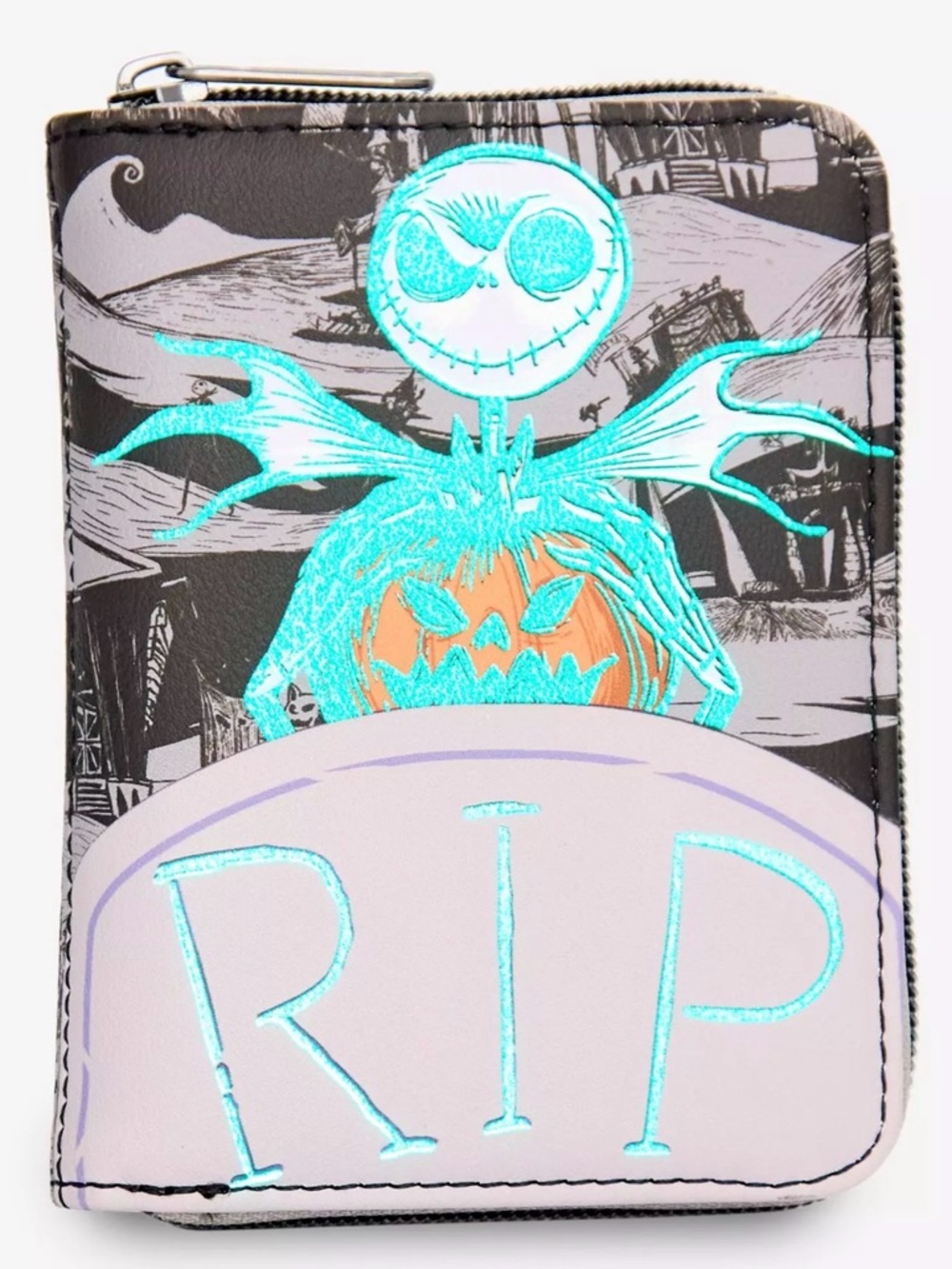 NWT Loungefly The Nightmare Before Christmas Jack RIP Glow Mini Zipper Wallet - Picture 2 of 8